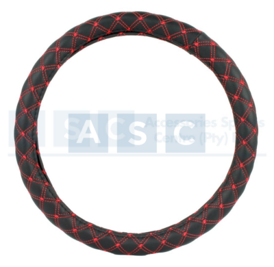 STEERING COVER PU BLACK/RED