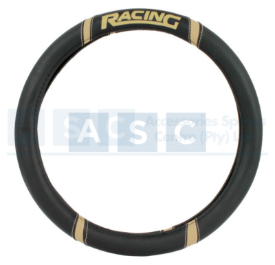 STEERING COVER PU RACING BLACK/BEIGE