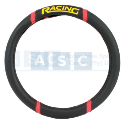 STEERING COVER PU RACING BLACK/RED