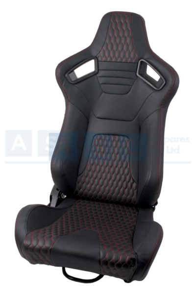 RECLINEABLE RACING SEAT BLACK RED SET