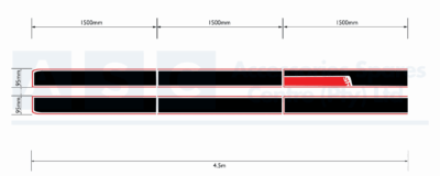 RACING STRIPS BLK/RED 20CMX4.5M