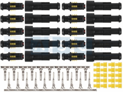 TERMINAL CONNECTOR SET 1 WAY W/TERMINALS MALE AND FEMALE BLOCK IN POLYBAG(10KITS
