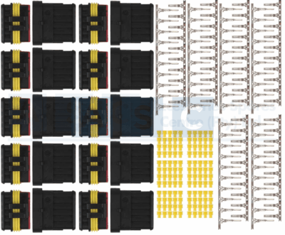 TERMINAL CONNECTOR SET 6 WAY W/TERMINALS MALE AND FEMALE BLOCK IN POLYBAG(10KITS
