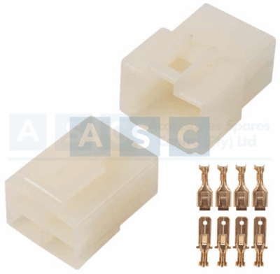 TERMINAL CONNECTOR SET 4 WAY W/TERMINALS MALE AND FEMALE BLOCK IN POLYBAG(WHITE)