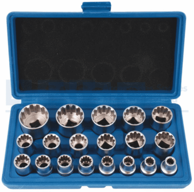 SOCKET SET SQUARE TOOTH 19PCS 12  SQUARETOOTH 1/2 INCH DR. 8-32MM CRV