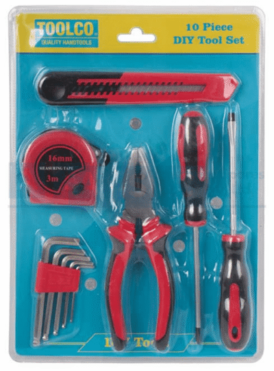 HAND TOOL SET 10PCS DIY 150MM COMBINATION PLIERS /2 X S/DRIVER