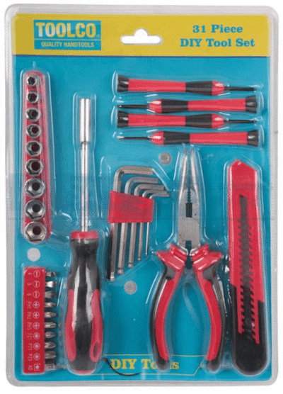 HAND TOOL SET 31PCS DIY CARBON STEEL BL/CARD 4PCS PRECISION S/DR