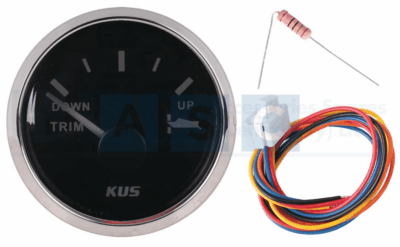 TRIM GAUGE 52MM BLACK FACE W/S/STEEL RING  12-24V 0-190 ohms bezel ss316