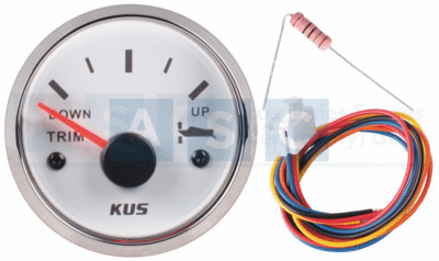 TRIM GAUGE 52MM WHITE FACE W/S/STEEL RING  12-24V 0-190 ohms bezel ss316