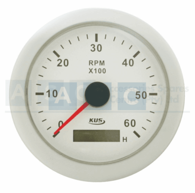TACHO METER 6000RPM 85MM WHITE