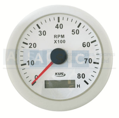 TACHO METER 8000RPM 85MM WHITE