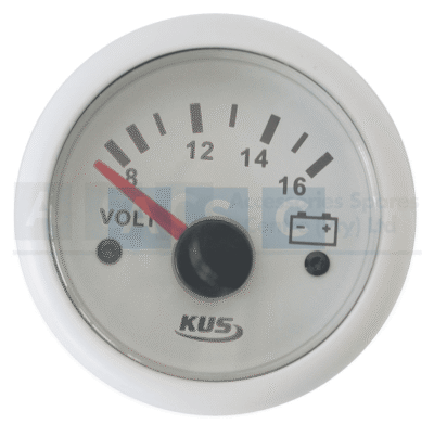 VOLT GAUGE 12V 52MM WHITE