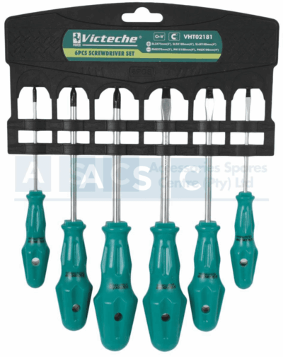6PCS SCREWDRIVER SET PHILIPS/FLAT CR-V SATIN FINISH BLACK TIP Magnetic Tip