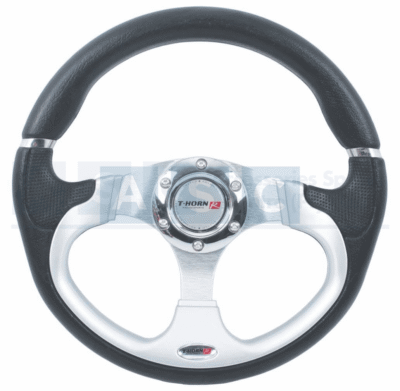 STEERING WHEEL SILVER PU