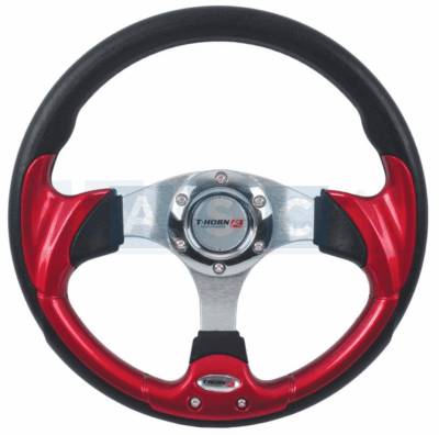STEERING WHEEL RED PU
