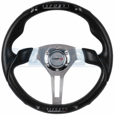 350MM PVC STEERING WHEEL. BLACK