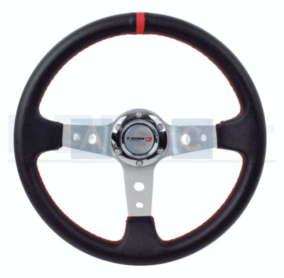 STEERING WHEEL PVC 350MM BLACK/RED