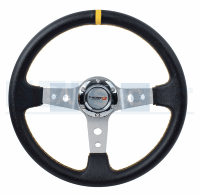 STEERING WHEEL PVC 350MM BLACK/YELLOW