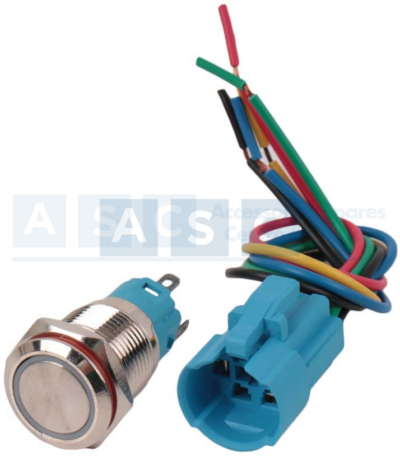 SWITCH STARTER METAL (AMBER) WITH LIGHT & PLUG 12V 5Amp