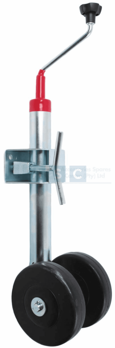 JOCKEY WHEEL HEAVY DUTY 450KG  2XRUBBER WHEEL 200MM SHAFT LENGTH