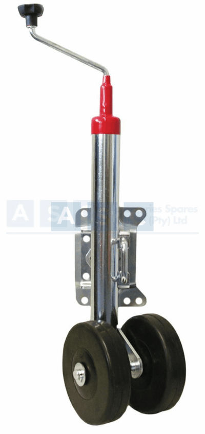 JOCKEY WHEEL HD SWIVEL DOUBLE WHEEL 350KG  RUBBER WHEEL 200MM SHAFT LENGTH