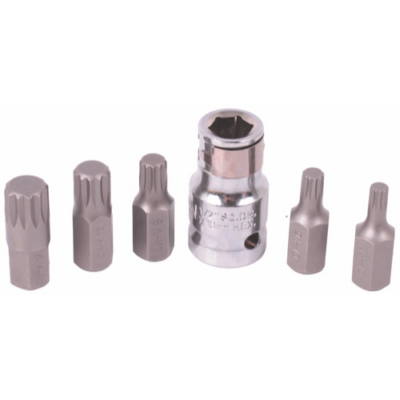 FINE BIT SET 6PCS 6PC FINE SPLINE (5-6-8-10-12) + ADAPTOR