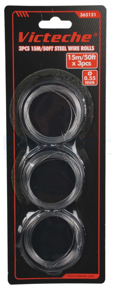 WIRE ZINC PLATED 0.55MMX15M 3PC BL/CARD