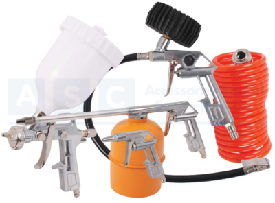 AIR TOOL KIT 5PCS SPRAY GUN/BLOW GUN AIR HOSE 5M/INFLATOR /WASH GUN/SPRAY GUN